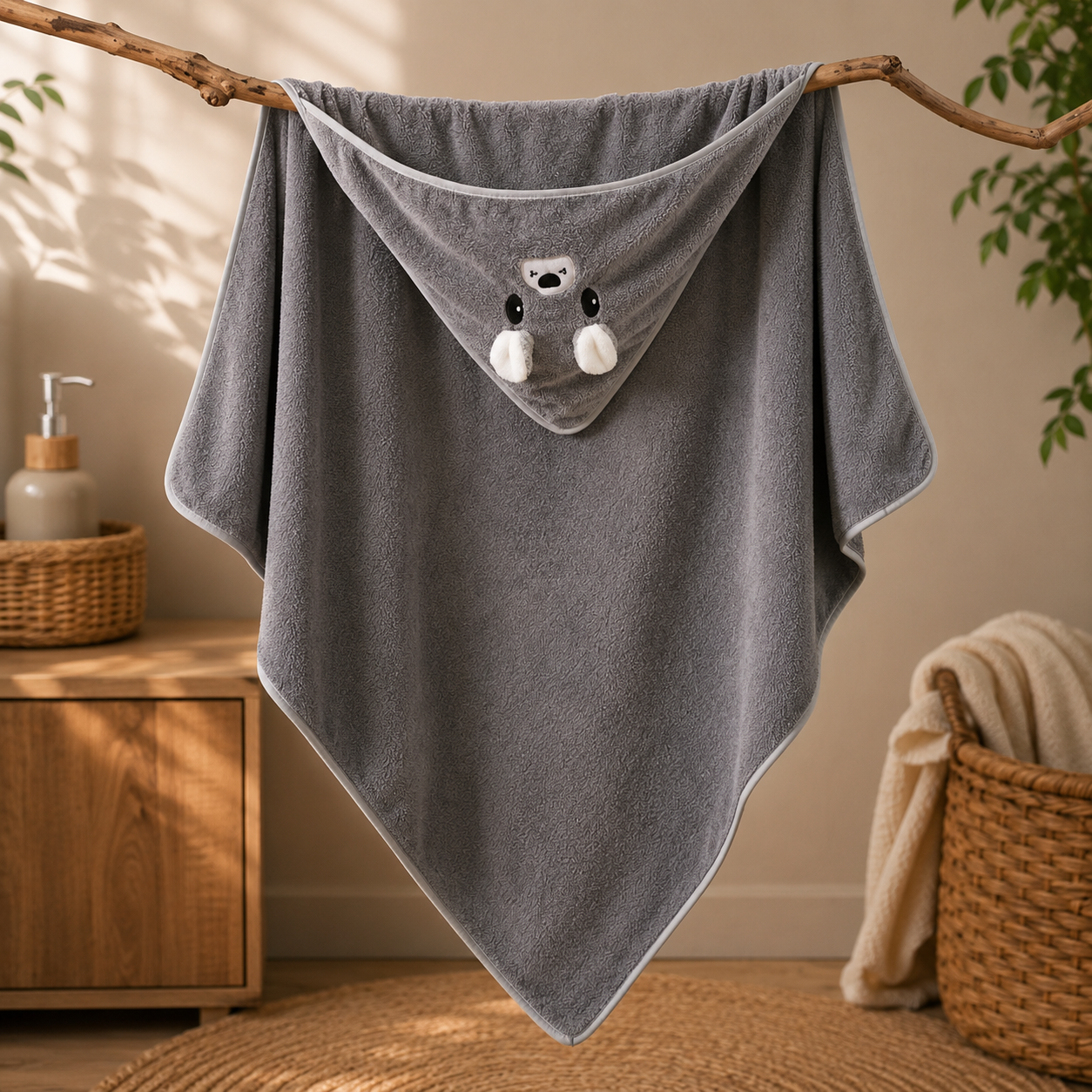 Ultra-Soft Hooded Baby Bath Towel – Absorbent, Cute Animal Design for Newborns & Toddlers